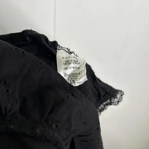 Guess Black Lace Trim Embroidered Spaghetti Strap Zip Up Tank Top Women's Large - Picture 5 of 5